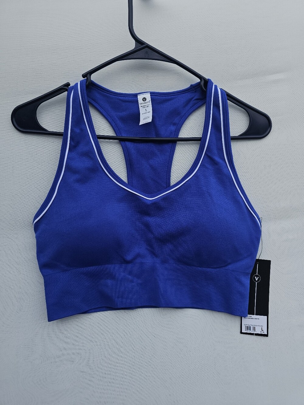 NWT Velocity Seamless Sporty Classic Bra Blue Radiance White Size L